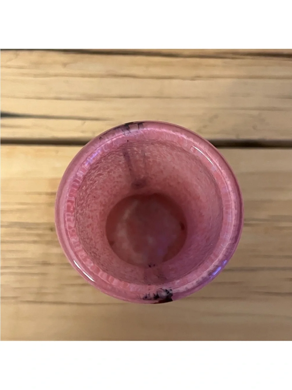 Hand-blown pink art glass vase